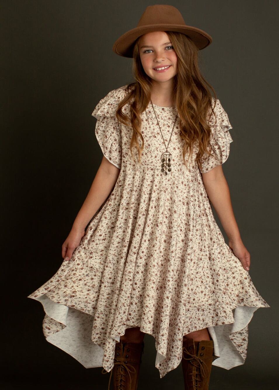Joyfolie Mia Joy MILANA DRESS IN NEUTRAL MINI FLORAL Girl's size 8